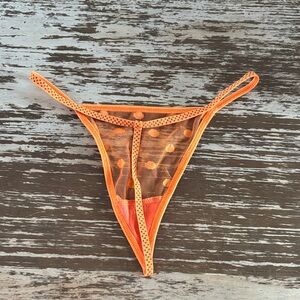 Orange Sheer Polka Dot Thong
